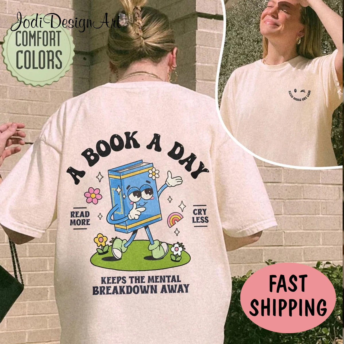 Book Club Shirt A Book A Day Keep The Mental Breakdown Away Book Lover Gift Reading Book Bookworm Shirt Gift For Book Lover Graphic Tee – Everyday Comfort · Must-Have Style