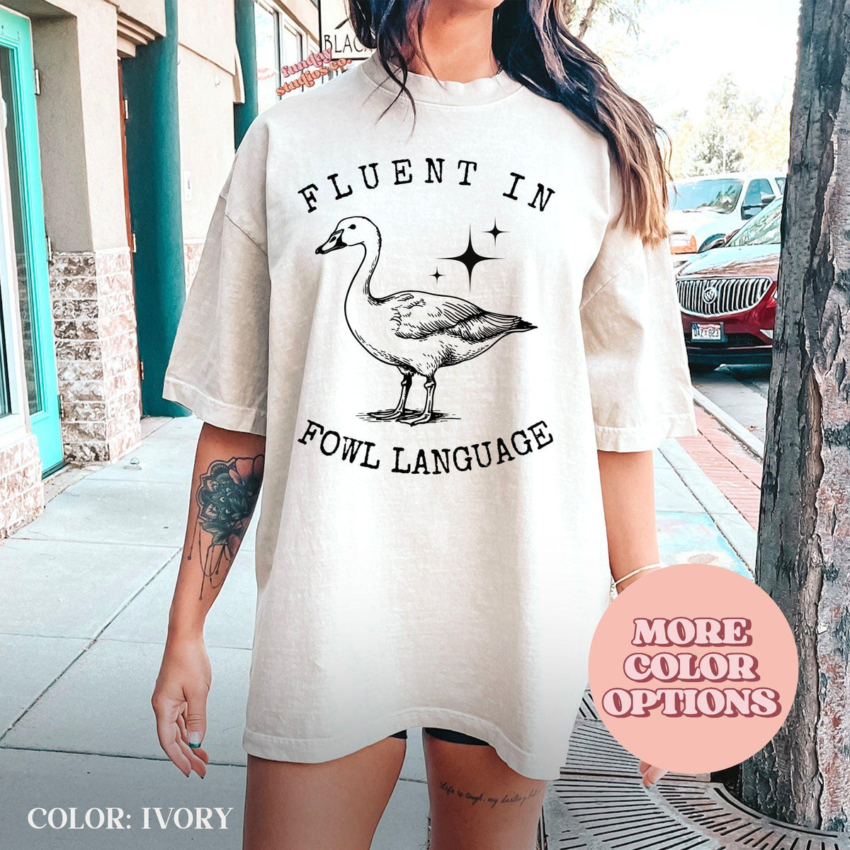 Adult T Shirt with Fowl Language Graphic Trendy Casual Shirt Soft Cotton Tee Funny Bird Design Ivory ShirtAP TRE109 Graphic Tee – Fan Favorite · Must-Have Style