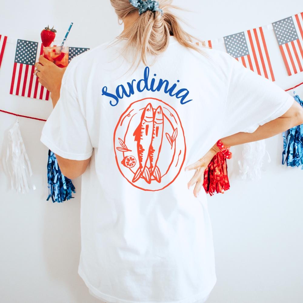 Sardinia Graphic T Shirt Casual Summer Tee Travel Shirt Gift for Wanderlust Beach Vibes Apparel Sardines Fish Tee Graphic Tee – Bold Style · Great Gift For Fans