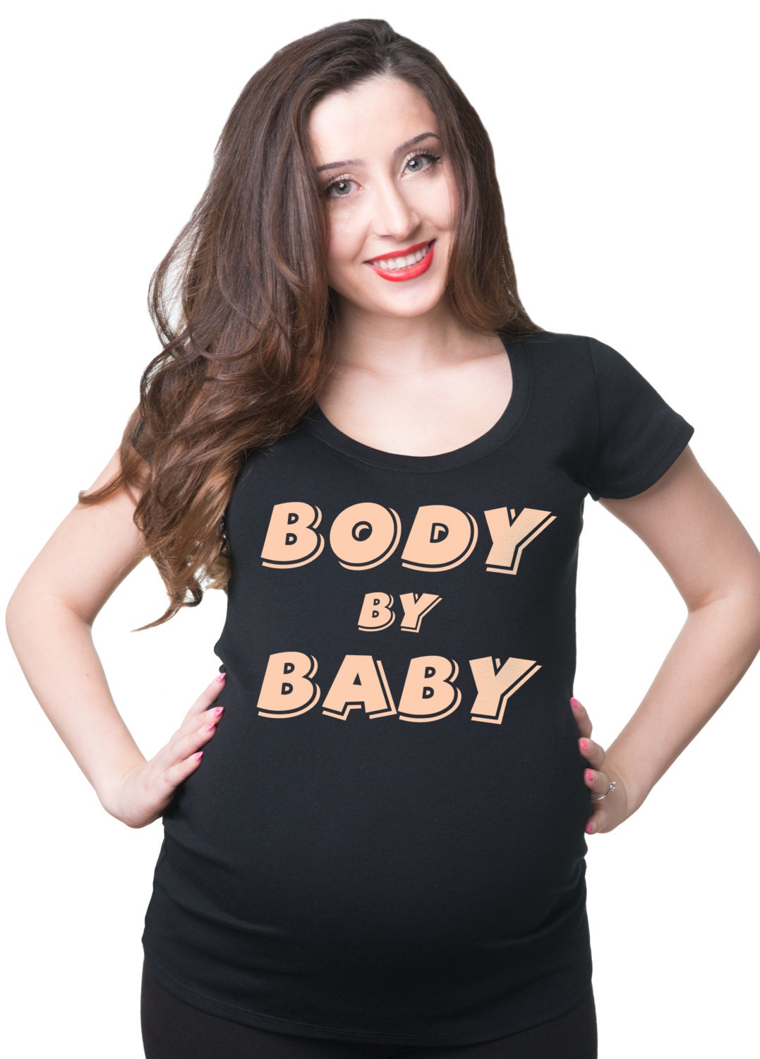 Body By Baby Pregnancy T shirt Maternity Tee Shirt Baby Shower Gift Graphic Tee – Bold Style · High-Quality Print
