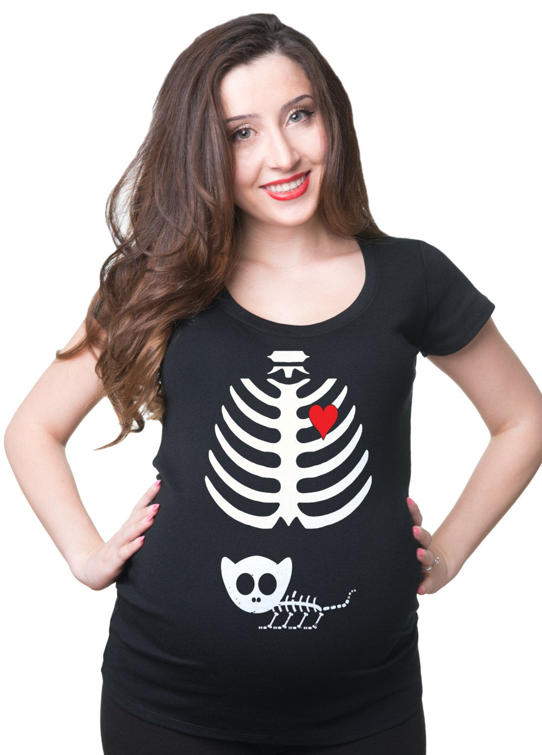 Skeleton Cat Maternity T Shirt Pregnancy Halloween Costume Funny Xray Tee Shirt Graphic Tee – Everyday Comfort · High-Quality Print