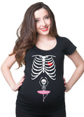 Maternity T Shirt Skeleton X Ray Funny Ballerina Tee Shirt Pregnancy Shirt Graphic Tee – Bold Style · High-Quality Print