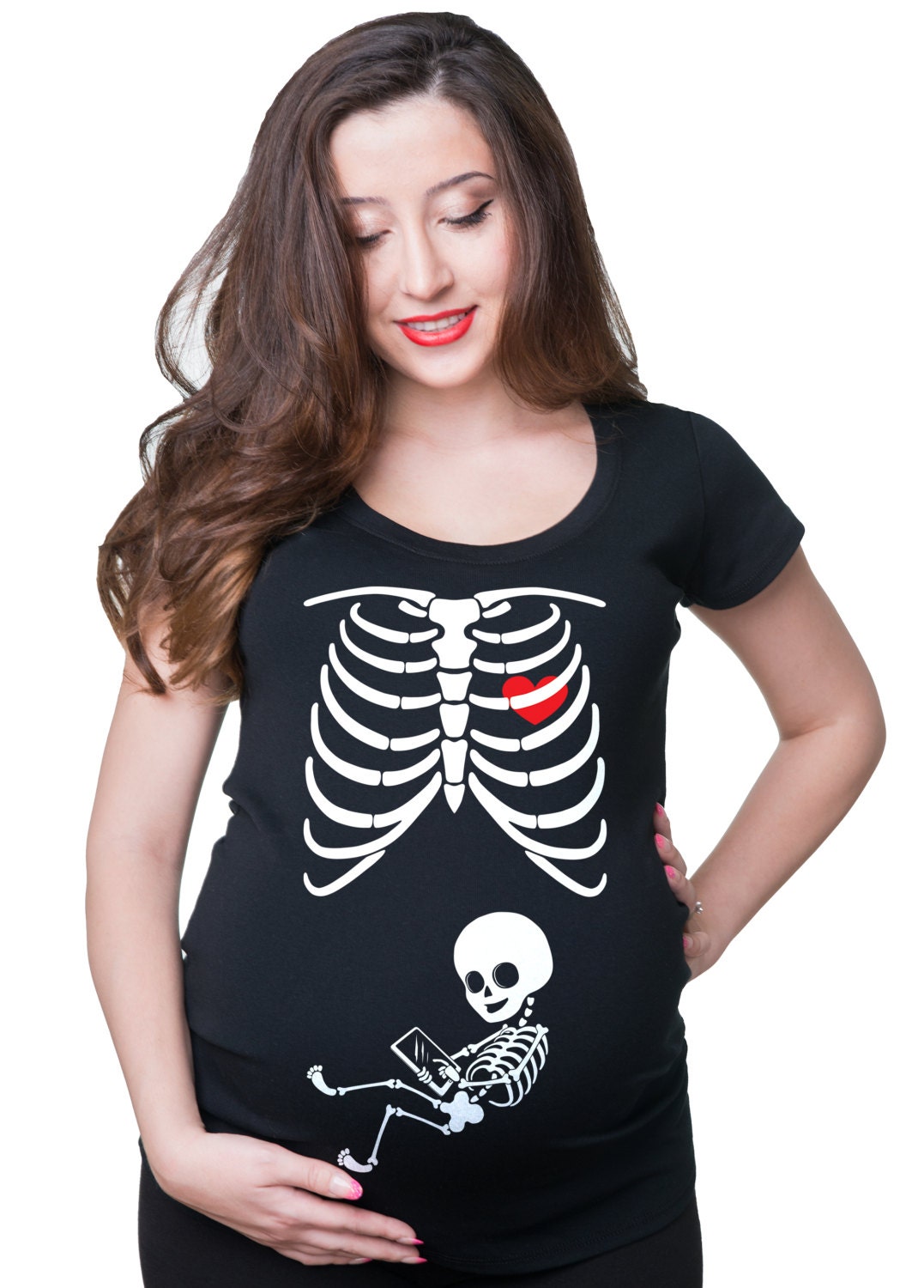 Skeleton Baby Maternity T Shirt Funny X Ray Baby With Tablet Pregnancy T Shirt Graphic Tee – Bold Style · Trending Graphic Apparel