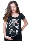 Skeleton Twins Maternity Top Halloween Pregnancy Top Birth Announcement Baby Announcement Tee Shirt Graphic Tee – Premium Graphic · Must-Have Style
