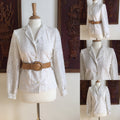 Vinatge 70s White Lace Long Sleeve Secretary Shirt Blouse Small Medium Graphic Tee – Aesthetic Look · Top Pick For Any Outfit