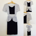 Vinatge 80s Black and White Polka Dot Peplum Secretary Day Dress Small Graphic Tee – Fan Favorite · High-Quality Print
