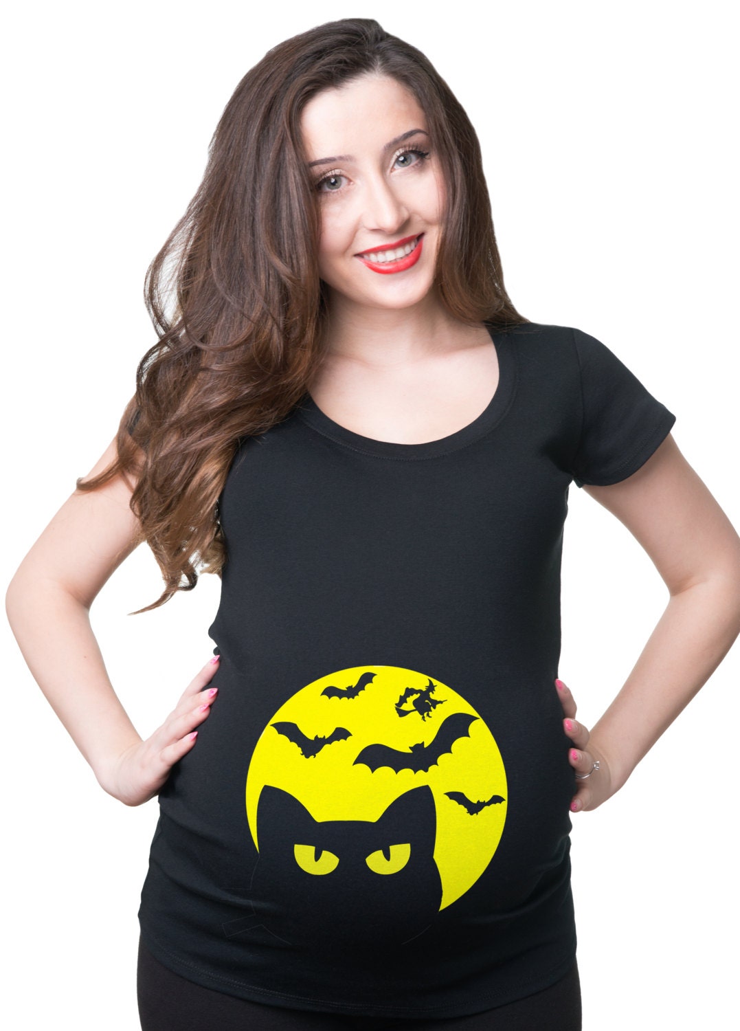 Halloween Pregnancy Costume T shirt Halloween Cat Maternity Halloween Costume Tee Graphic Tee – Cozy Vibes · Great Gift For Fans