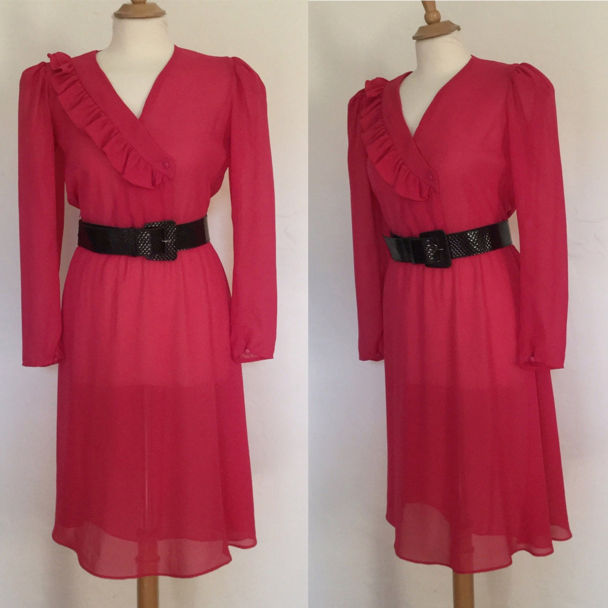 Vintage 70s Hot Pink Puffed Long Sleeve Ruffle Sheer Secretary Dress Medium Large Graphic Tee – Feel-Good Design · Trending Graphic Apparel
