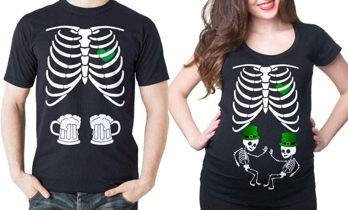 Pregnancy St Patrick39s Day Couple Tee Shirt Photo Shoot Twins Tee Shirts Clover Shamrock Shirt Graphic Tee – Soft Feel · Great Gift For Fans
