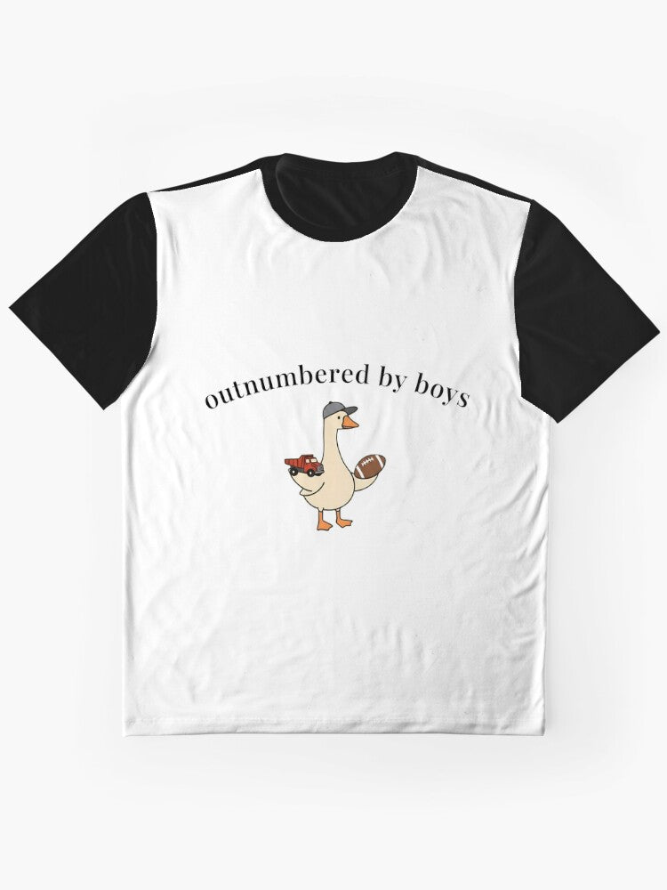 Outnumbered By Boys Goose Truck Football Mom Graphic T Shirt Minimal Style