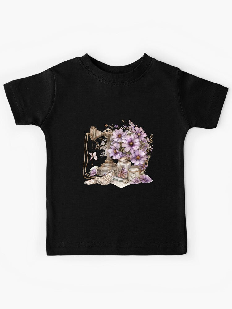 Bronze Telephone and Cosmic Flowers Kids T-Shirt