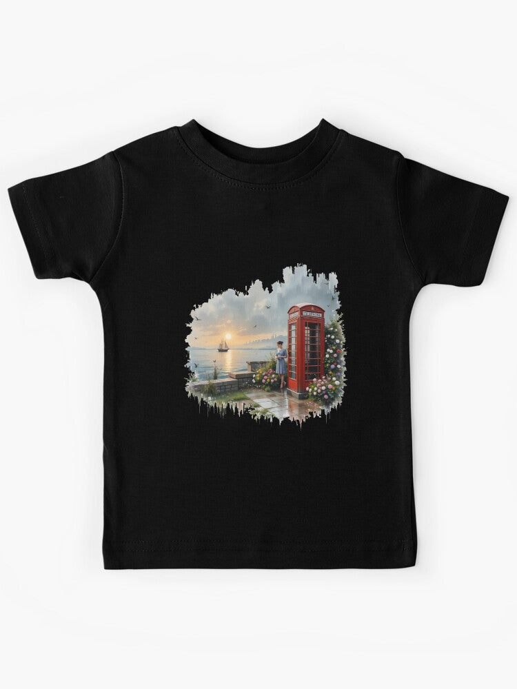 Red Cabin by the Sea Nostalgia and Serenity Kids T-Shirt