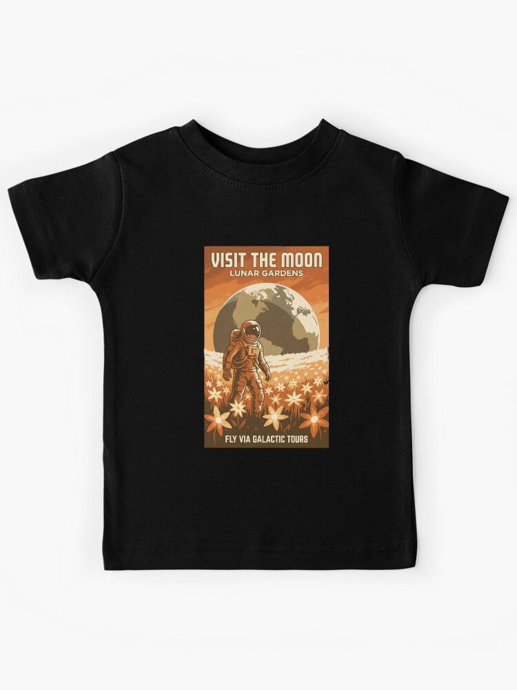 Visit the Moon Lunar Gardens Retro Vintage Space Travel Kids T-Shirt