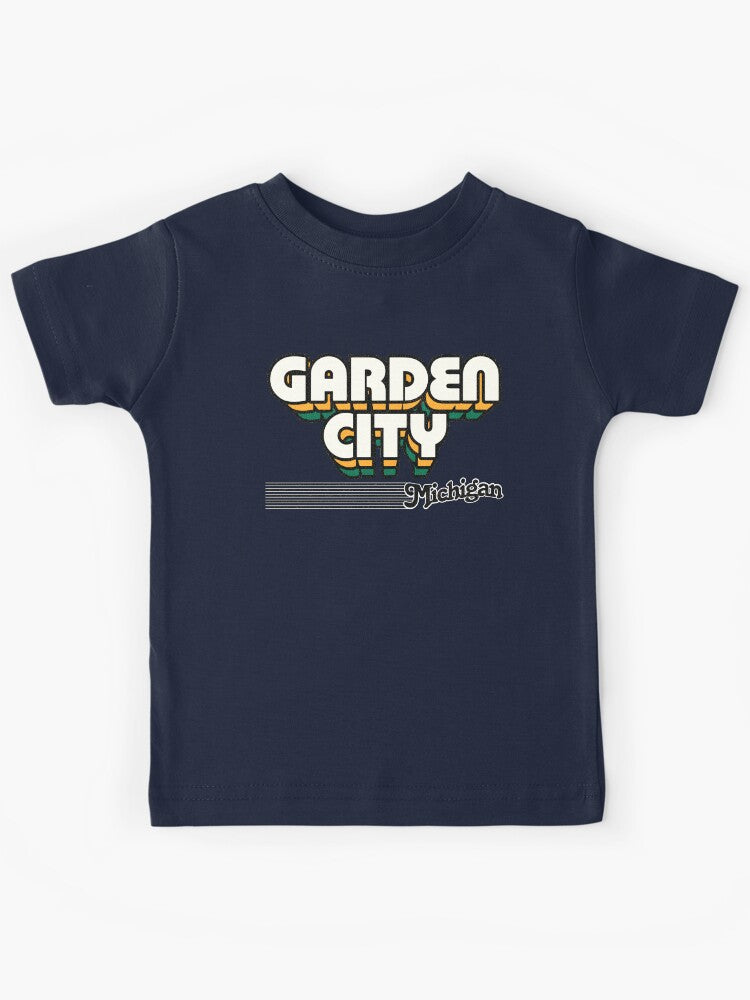 Garden City Michigan Retro Stripes Kids T-Shirt