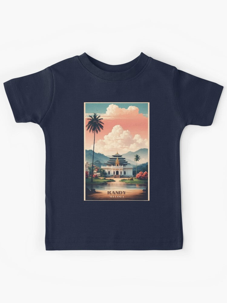 Botanical Bliss Vintage Travel Art of Kandy Botanical Gardens Kids T-Shirt