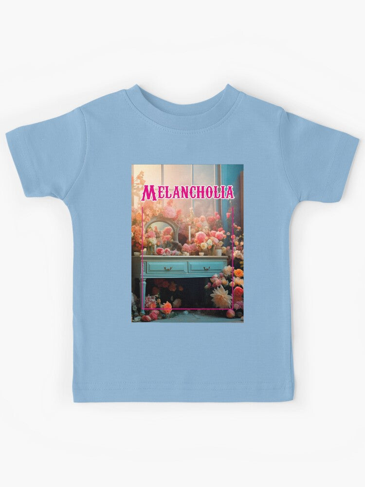 Dreamy vintage dressing table in a sea of flowers Kids T-Shirt
