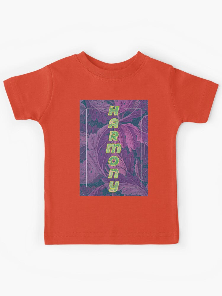 Harmonious leaf pattern very peri William Morris large plant Kids T-Shirt