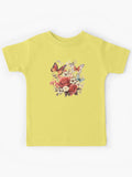 Vintage Elegance Red Roses Flowers and Butterflies Kids T-Shirt