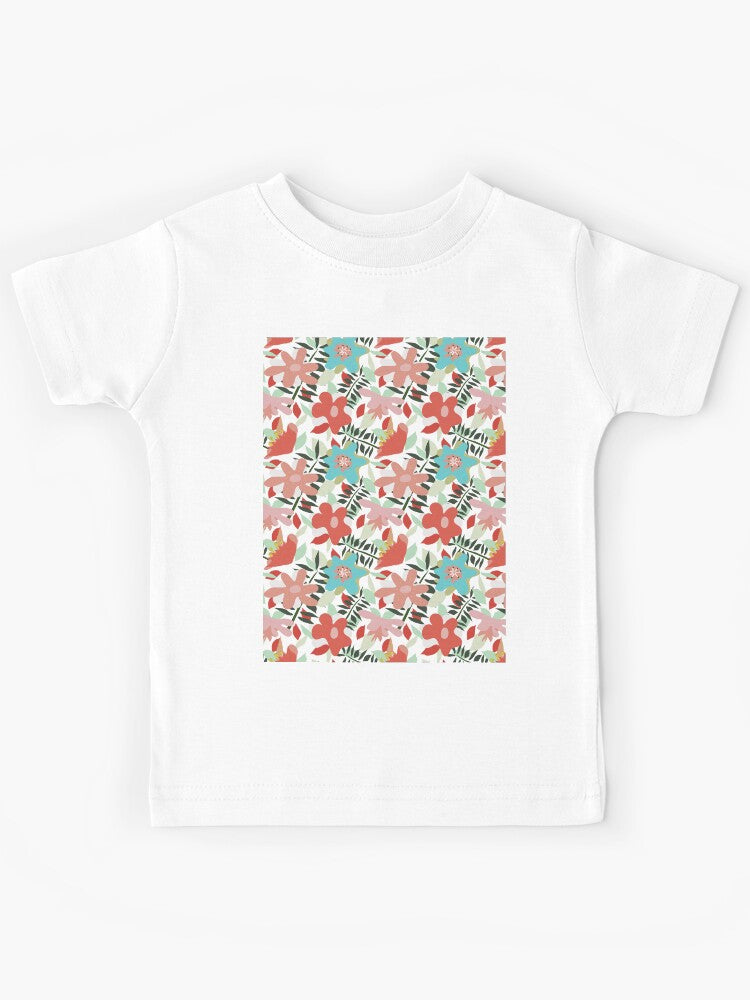Fun summer flower composition retro botanical print pattern Kids T-Shirt