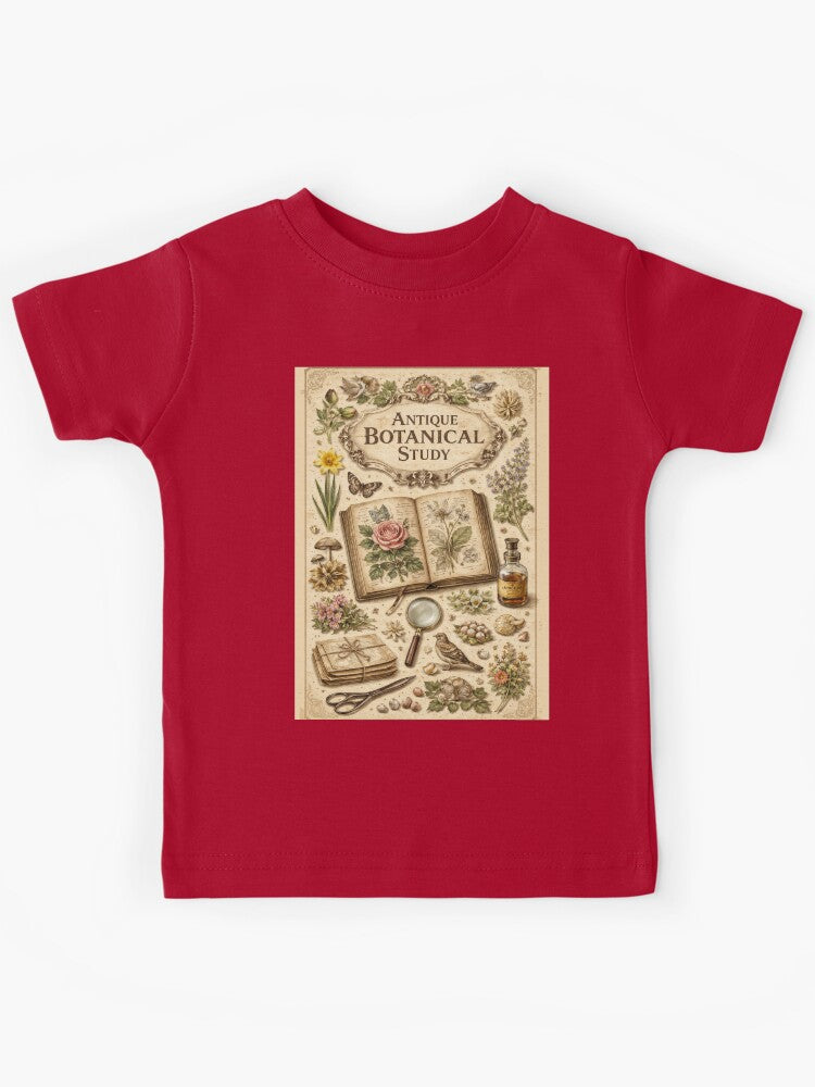 Ancient Botanical Study Vintage Flower Nature Illustration Kids T-Shirt