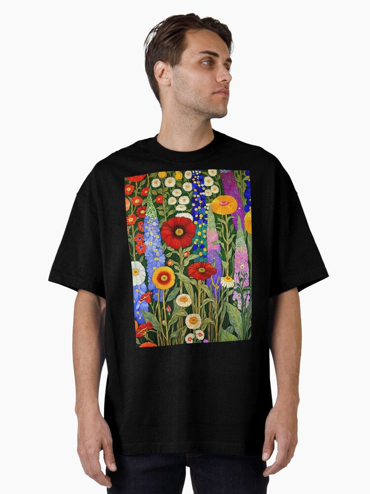 Gustav Klimt Flower Garden Oversized T-Shirt
