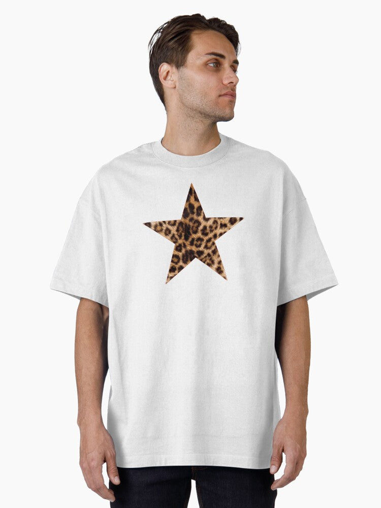 cheetah leopard print star Oversized T-Shirt