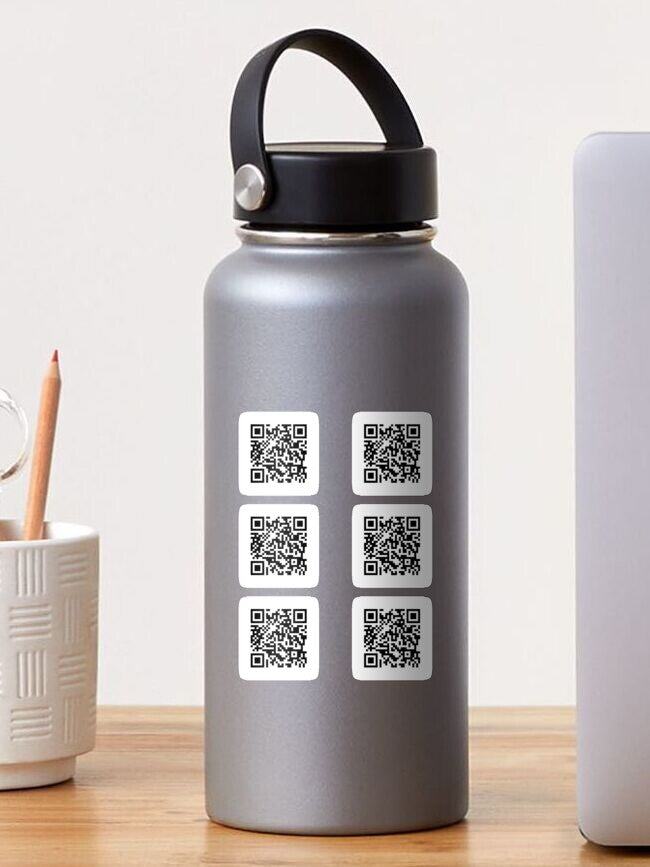 Set 6x pieces RickRoll QR code for pranks Sticker