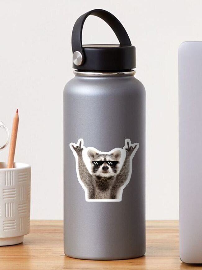 Jimothy Raccoon Rock Sign Funny Glasses Sticker
