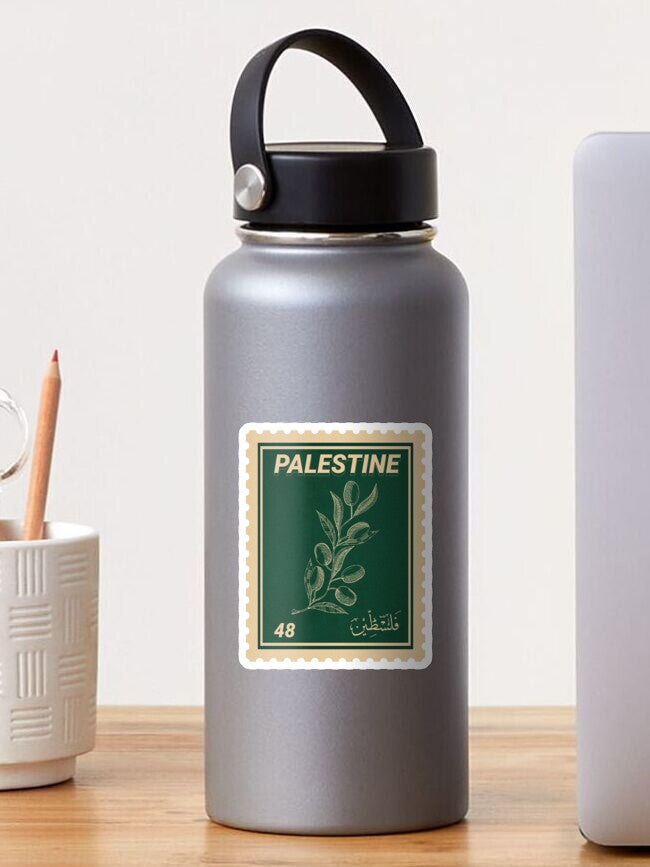 Palestine Stamp Green Olive Branch Sticker