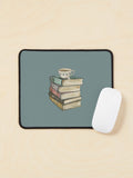 Vintage Book Stack and Tea Mouse Pad